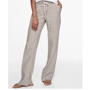 Athleta Bali Stripe Wide Leg Lightweight Trouser Pant Gray